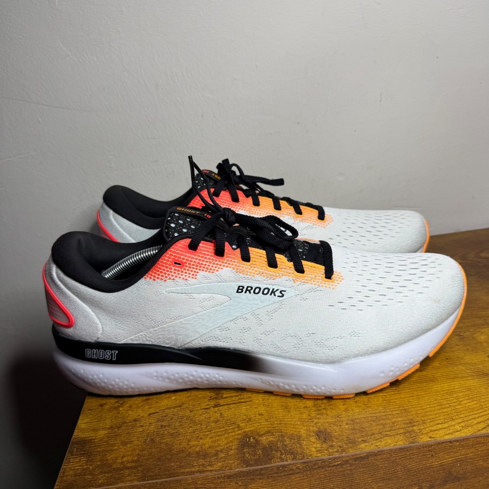 Brooks Ghost 16 Running Shoes Mens Size 14 White Orange 1104181D170